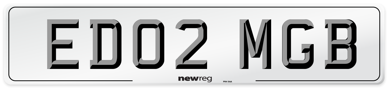 ED02 MGB Number Plate from New Reg